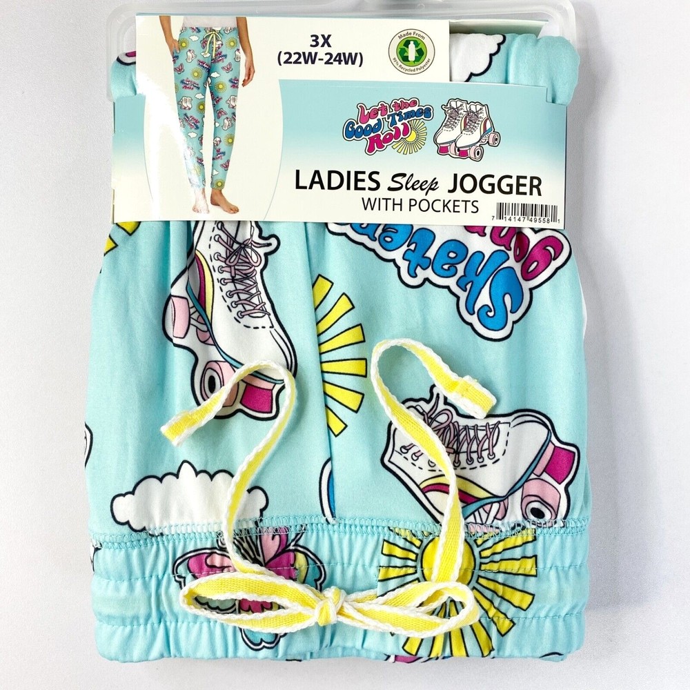 Briefly Stated womens sleep jogger 3X pockets pajama pants skates roller derby